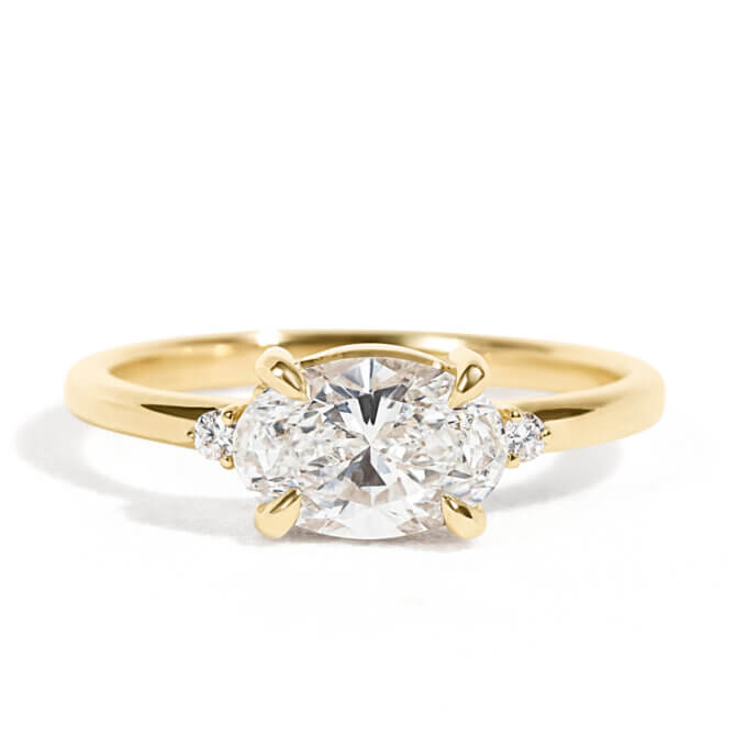 14K Ella East-West Oval Diamond Ring