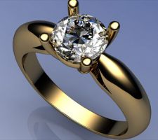 CAD image of custom engagement ring with client's diamond.