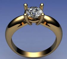 CAD image of custom engagement ring with client's diamond.