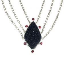 Druzy and garnets from our Gemstone Roundtable are set in this dramatic necklace with dark rhodium plated silver.