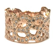 Custom made diamond pave ring in 18k rose gold.
