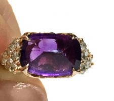 Dyanne Belle repurposed our client’s amethyst by creating this stunning ring in 14k rose gold with diamonds.