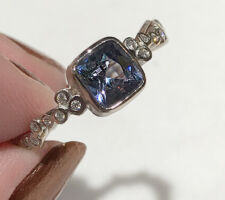Bezel set tanzanite purchased at our Gem Roundtable. Nestled in an Ayehsa Mayadas designed organic band of white diamonds. All in 18K white gold.