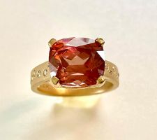 Gem Purchased at Our Gem Roundtable.14K Yellow Gold, Diamonds on Brushed Gold Band