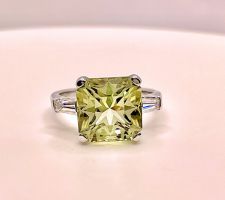 Tourmaline purchased at Our Gem Roundtable.14K White Gold with Diamond Baguettes on Each Side.