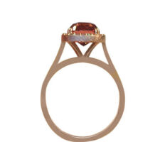 CAD Custom Engagement Ring with Padparadsha Sapphire and Diamonds.