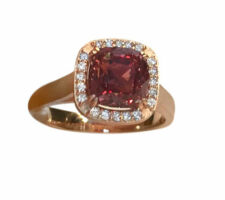 CAD Custom Engagement Ring with Padparadsha Sapphire and Diamonds.