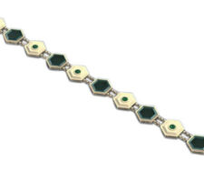 CAD rendition of yellow gold custom bracelet with Ethiopian opals and tsavorite garnets.