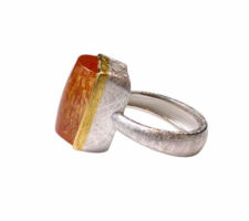 Liaung Chung Yen Ring with topaz, 14K yellow gold and 14K white gold/palladium.